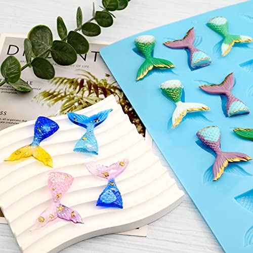 Image of Sakolla 16 Cavity Mermaid Tails Silicone Molds, Mermaid Molds for Chocolate, Fondant, Cake Decoration, Cupcake Toppers, Resin, Soap, Candy, Gumpaste