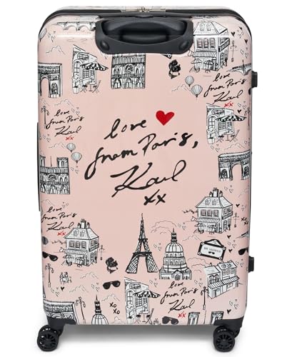 Karl Lagerfeld Paris Karl in Paris Upright Hardside Suitcase, Pink/Black, Large4