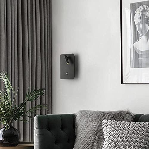 Apliques de pared LED modernos para salón luz de lectura regulable tricolor cuerpo negro 3W 3