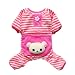 Petparty Cute Bear Comfy Dog Pajams Dog Shirt Stripes Dog Jumpsuit Pet Dog Clothes (Pink, M)