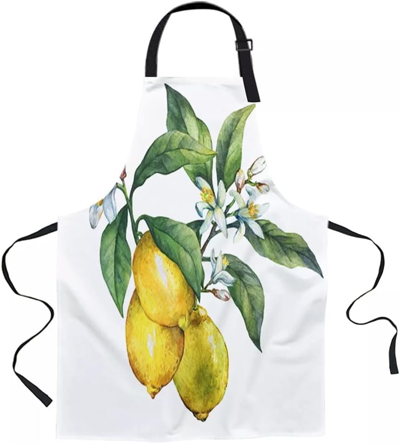 Plant Lemon Flowers White Aprons for Women Men Kid Cooking Baking Apron Kitchen Utility Equipment Accessories