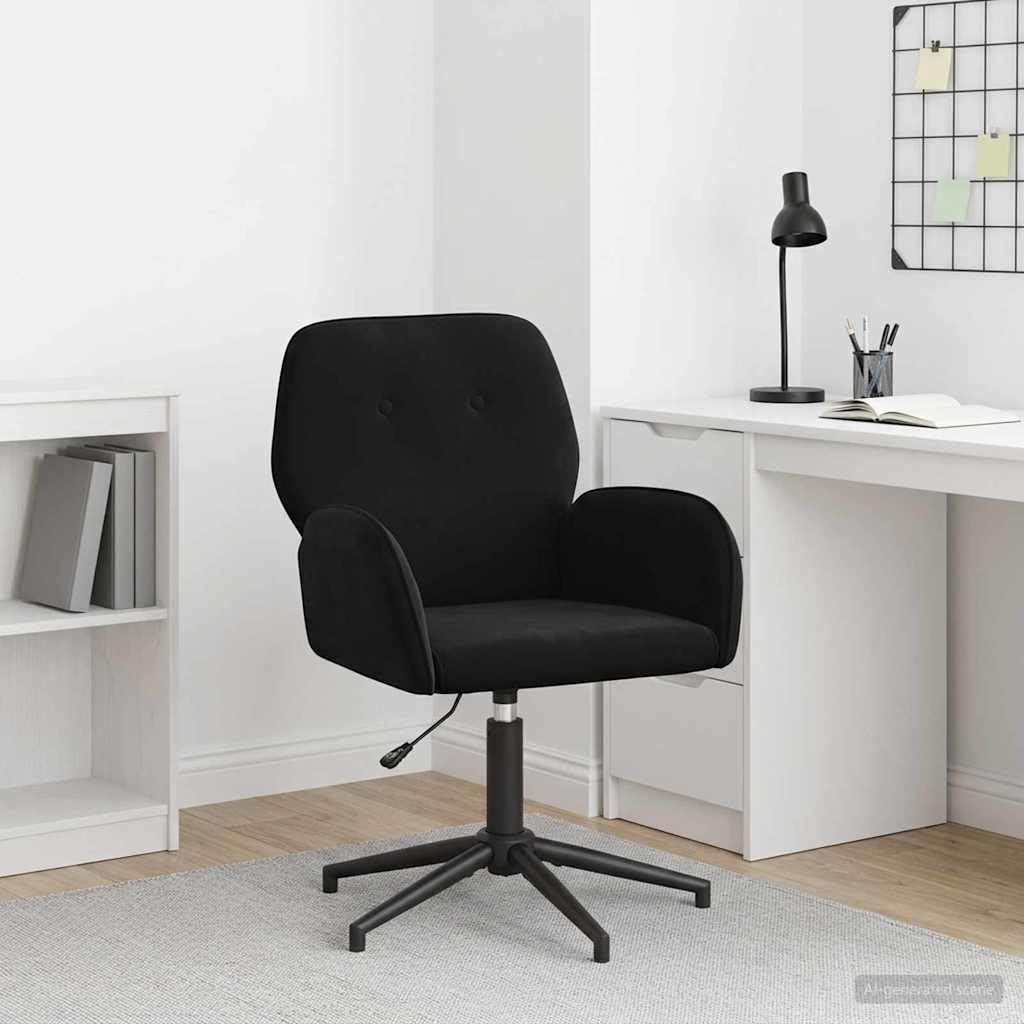 Krzesło obrotowe, czarne, aksamitne, z metalową ramą, 54 x 55 x 90 cm, regulacja wysokości 78-90 cm, obracane o 360 stopni, ergonomiczne krzesło biurowe do biura, biura domowego z