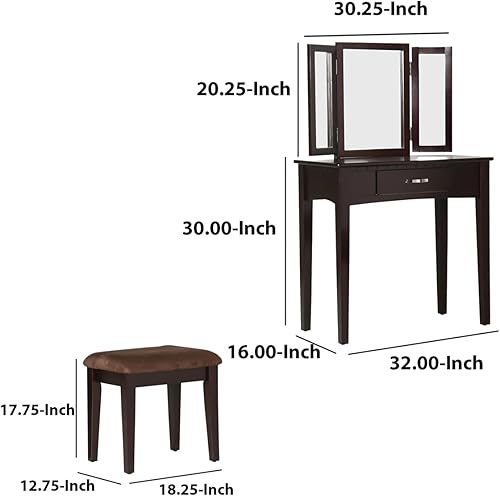 Miniatura 5 de Furniture of America Potterville - Tocador de mesa espresso