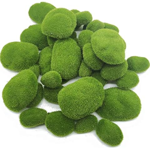 TIHOOD 40PCS Artificial Moss Rocks (4 Sizes), Green Moss Decor for Floral Arrangements, Fairy Gardens and Crafting Cover