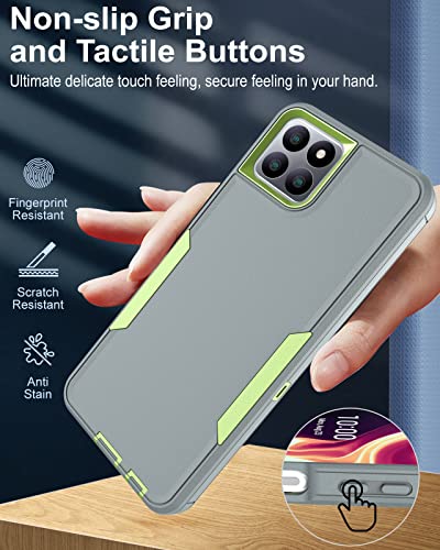 Dahkoiz For Boost Celero 5G Plus Case, With Dust-Proof Port Cover, Full Body Protection Rubber Cover Phone Case For Boost Mobile Celero 5G Plus 7-Inch, Green/Grey #TOP4