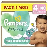 Pampers Harmonie Couches Édition Limitée, Taille 4, 140 Couches, 9kg 14kg, Conçues Pour Les Peaux Les Plus Sensibles, Pack 1 Mois