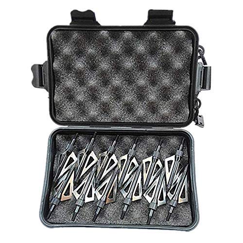 e5e10 12pcs Archery Broadheads 3 Fixed Steel Blade 125 Grain Hunting Arrowheads Fit for Compound Bow and Crossbow with One Black Plastic Portable Broadheads Case (Black)