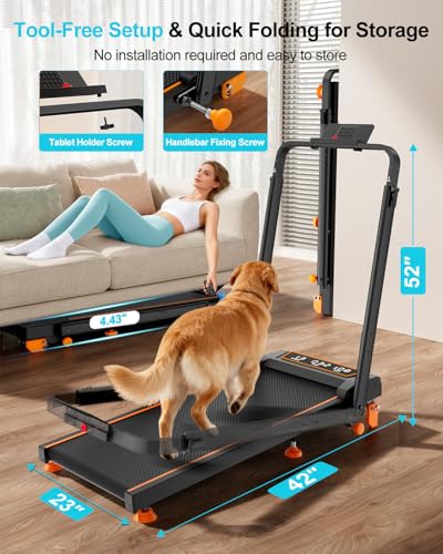 Image of Rayspace Walking Pad with 12% Incline /Adjustable Height, Upgraded 3.5HP Walking Pad with Handle Bar, 4 in 1 Foldable Under Desk Treadmill, Electric Portable Treadmills for Home 350LBS, LED Display