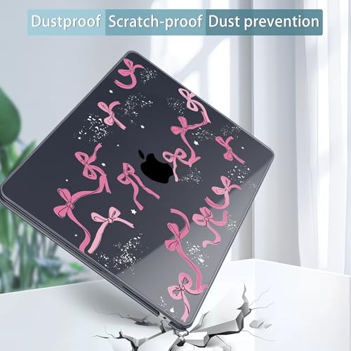 Image of Tuiklol for MacBook Air 13 inch Case M5 2026 M4 2025 M3 2024 M2 2022 Release Model A3449 A3240 A3113 A2681,Plastic Hard Shell Cover for MacBook Air 13.6 with Touch ID, Black Bow