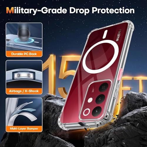 Image of Jkobi Shockproof Crystal-Clear Back Cover for Realme 15X (Magsafe Wireless Support | Drop & Camera Protection | Hard Polycarbonate)