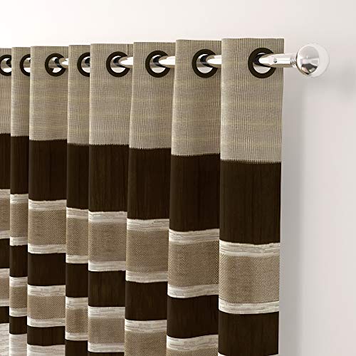 Image of Story@Home Eyelet Fancy Jacquard 4 Piece Window Ringtop Curtain Set- 46 inch X 60 inch, 5 feet, Grey