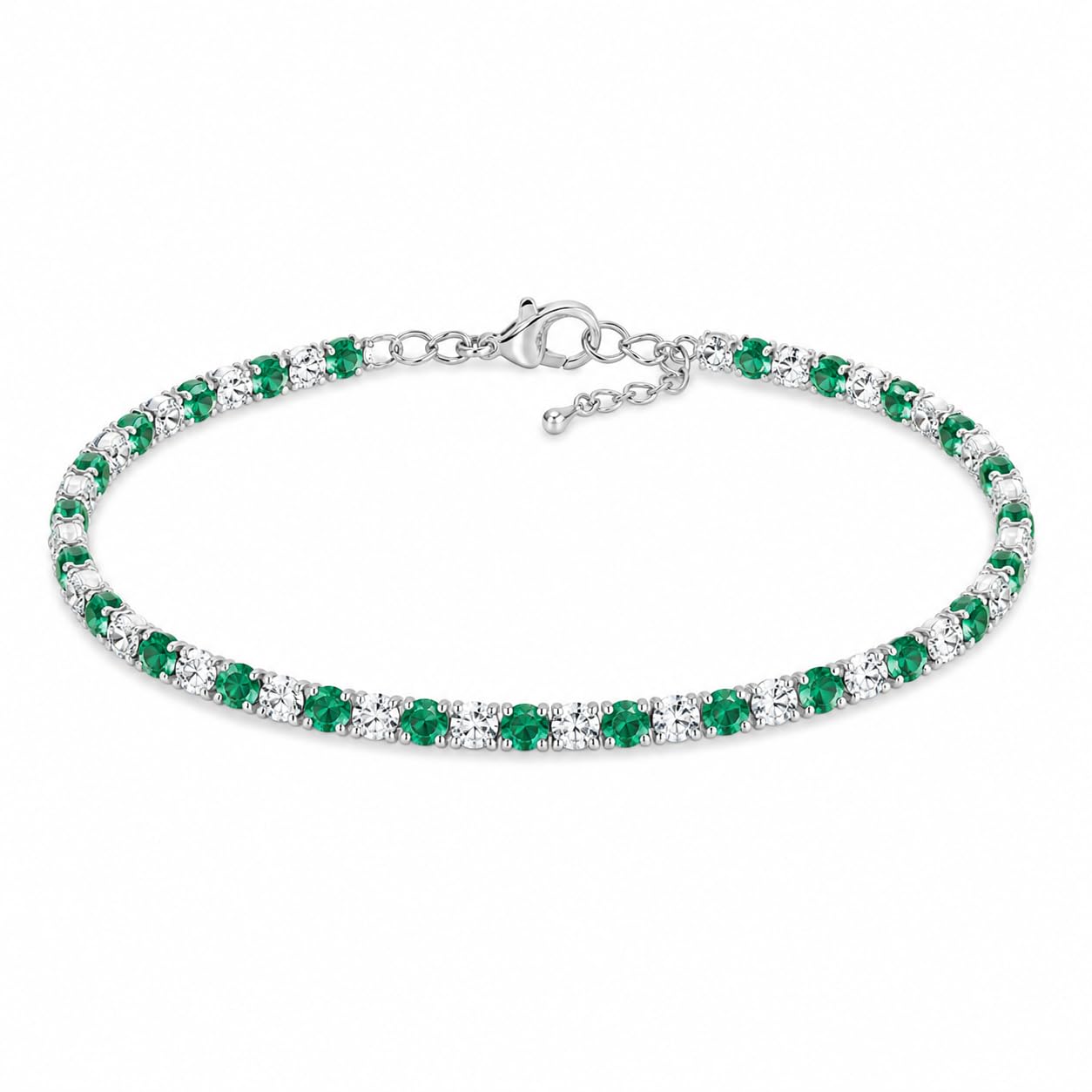 Green and White Stone Tennis Bracelet-image-12
