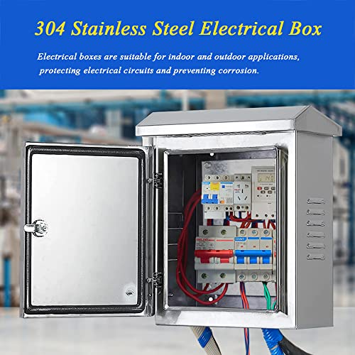 Outdoor Electrical Box 304 Stainless Steel, Electrical Box 20'' X 16'' X 8'' Outdoor Electrical Box Weatherproof, Ip65 Metal Electrical Box Indoor And Outdoor General Electrical Enclosure Box #TOP1