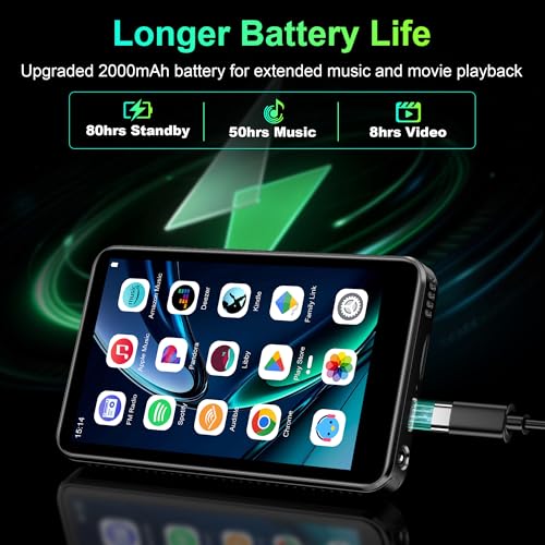 Image of SWOFY MP3 Player with Bluetooth and WiFi,D08 32GB MP3 MP4 Player 4.0 Inch Touchscreen,Android 13 OS Music Player with Spotify,Pandora, Audible, Amazon Music, Play Store, FM Radio Black