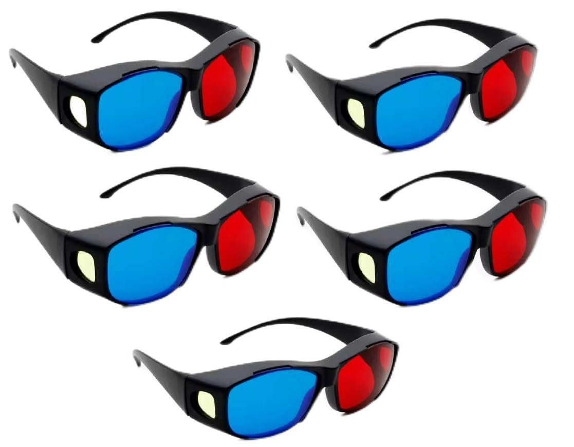 JD-06 Nvidia Red & Anaglyph 3D Plastic Frame Glasses (5 Pcs.Pack) Red & Cyan 3D Video/Magazine