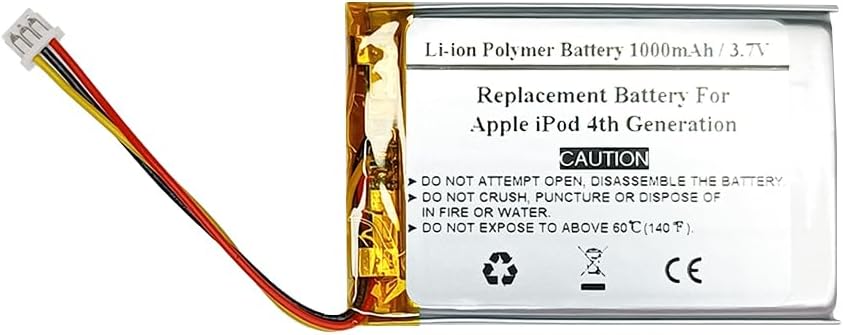 Replacement Battery Compatiable with APPL e iPod 4th Generation, 616-0183, 616-0206, 616-0215, AW4701218074, ICP0534500