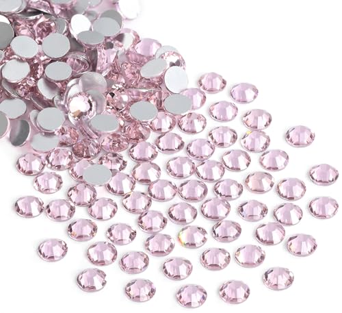 Image of Jollin Glue Fix Crystal Flatback Rhinestones Glass Diamantes Gems for Crafting Nail Art Crafts Decorations Clothes Shoes 3.2mm (ss12 1440pcs, Pink)