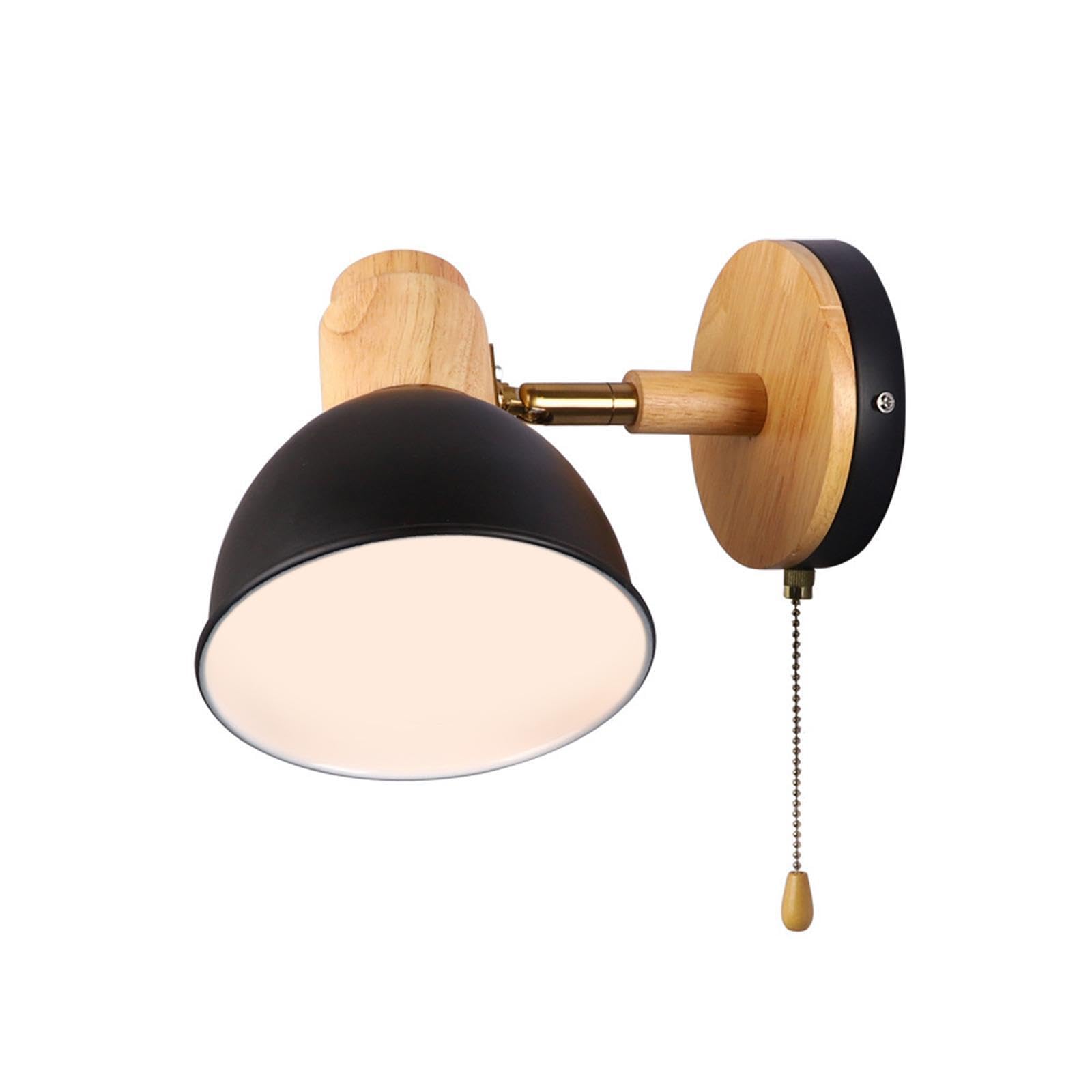 Mophrati Black/Light Stylish Wall Sconce With Pull Chain Switch Bedroom Living Room Lighting Solutions Modern Style Sconce Is Made Of Iron Wall With On Off