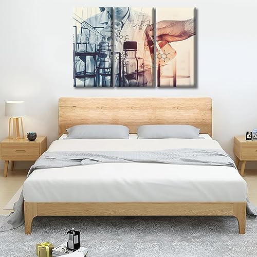 Image of Laboratory Wall Art Bedroom 3 Panels Chemical Equations and Periodic Table Background Posters & Prints Paintings for Wall Decorations Giclee Print Gallery Packaging Artwork Ready to Hang (42 inch Wx28 H)