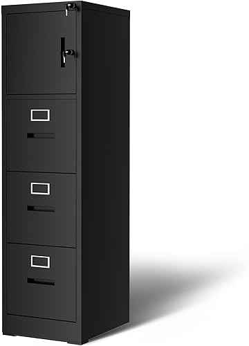 Miniatura 9 de Archivador de 2 cajones con cerradura, archivadores de metal para oficina en casa, gabinete de archivos estrecho vertical con cerradura de acero