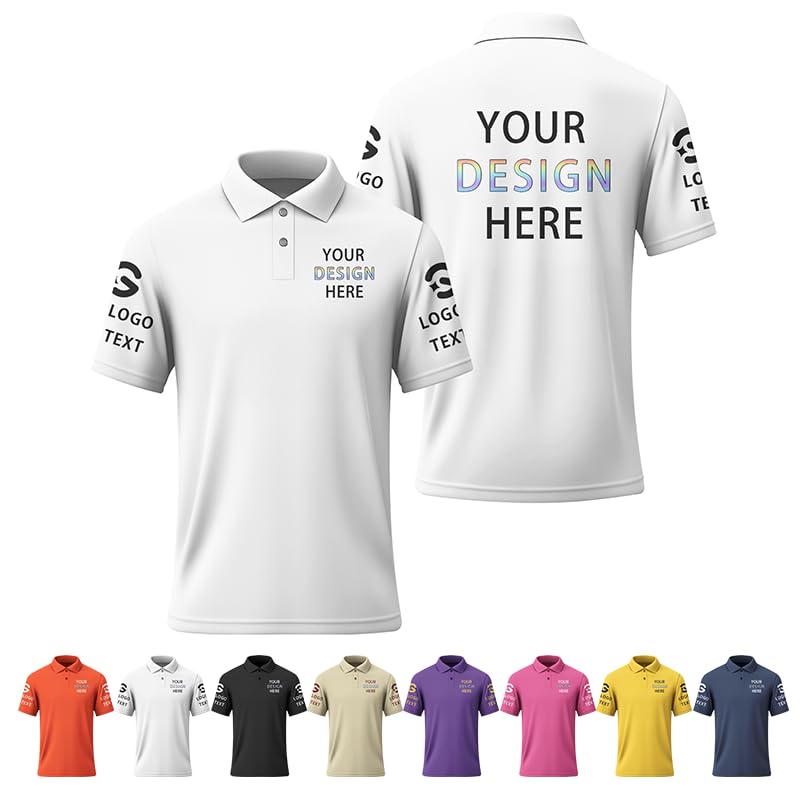 Custom Polo Shirts Personalized Logo Text Name for Men Women Kids Toddler Baby Company Work Uniform Team Polo Shirt