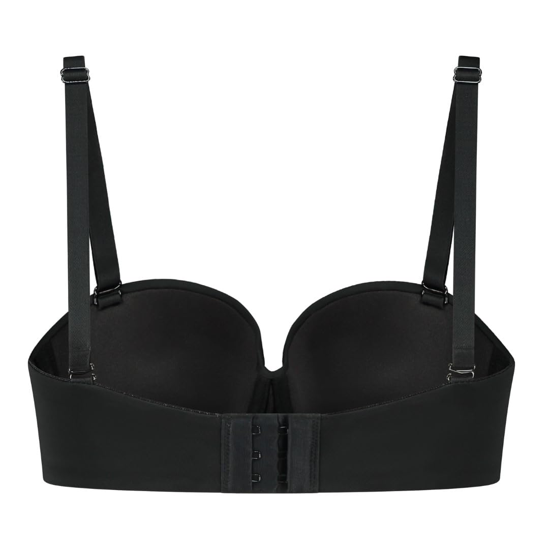 Bye Bra - Reggiseno Fascia Push-up progressivo Strapless, Nero , S