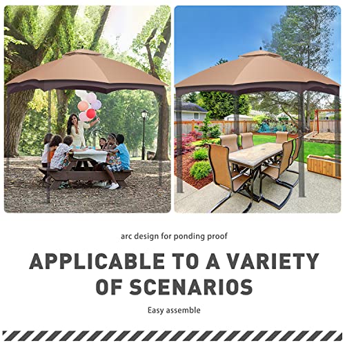 Aoodor Gazebo Replacement Canopy 10\' x 12\' Top Roof Cover with Air Vent for Lowe\'s Allen Roth #GF-12S004B-1 / GF-12S004BTO - Khaki - Thumbnail 6