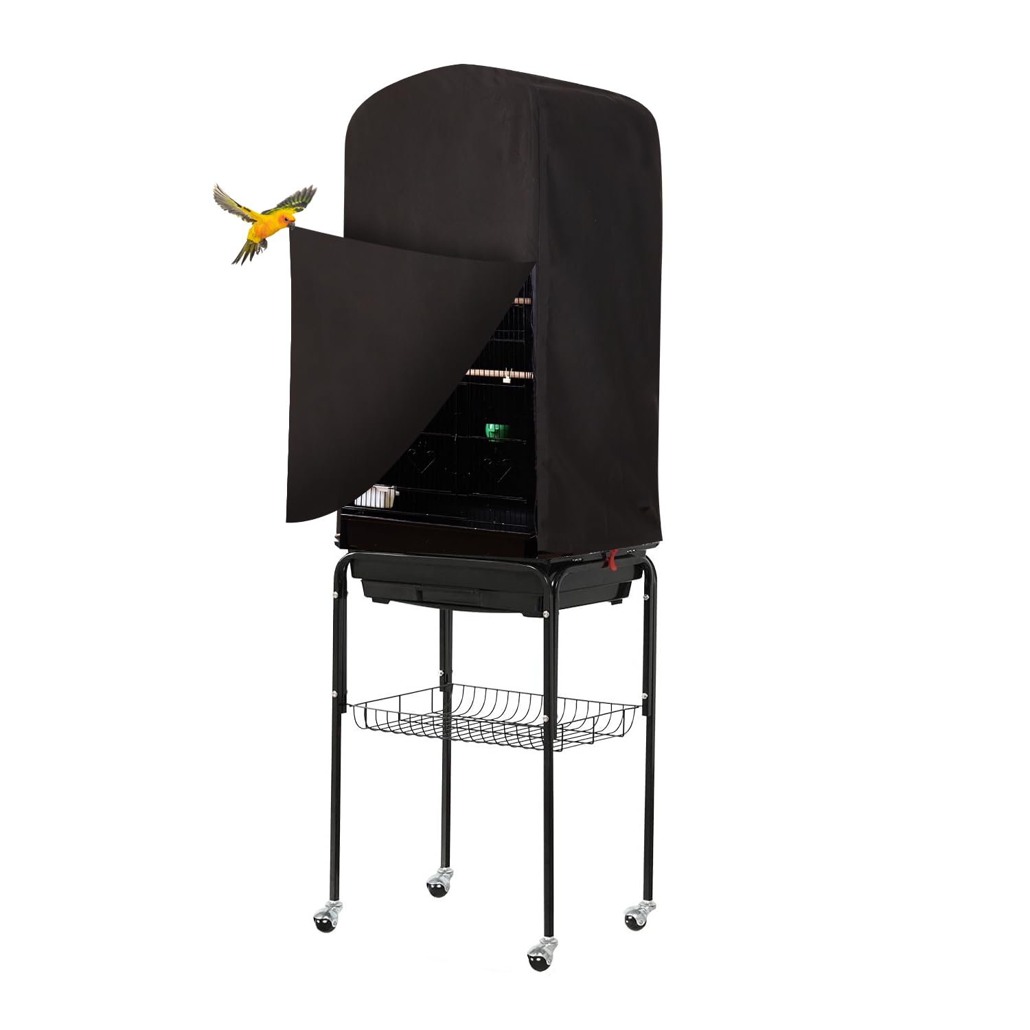 Colorday Good Night Bird Cage Cover for Large Bird Cage with Play Top (Patent Pending) (Black, 64"), 36 inches H