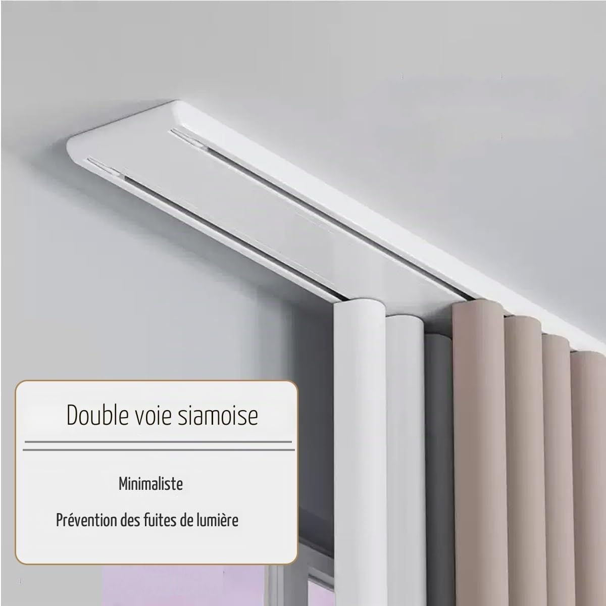Double Rails De Rideaux Rideau Rai Plafond, Rail De Rideau En Aluminium Silencieux Et Résistant Rail Rideaux Avec Poulies À Lame D'acier Et Vis De Montage(Noir,300cm)