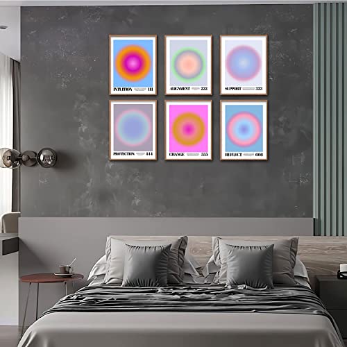 Positive Affirmations Aura Angel Number Posters For Room Aesthetic Gradient Trendy Preppy Minimalist Y2K Style Poster Canvas Wall Art Paintings Room Wall Decor For Bedroom Office 6 Sets 11X14 Unframed #TOP3