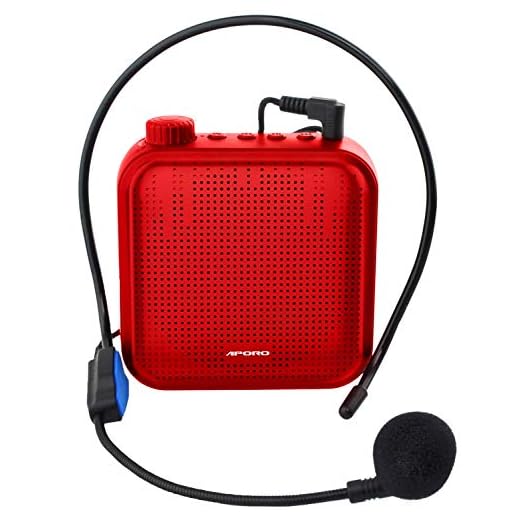 Voice Amplifier 12W Rechargeable PA System (1200mAh) with Wired Microphone for Teachers, Coaches, Tour Guide and more (red)