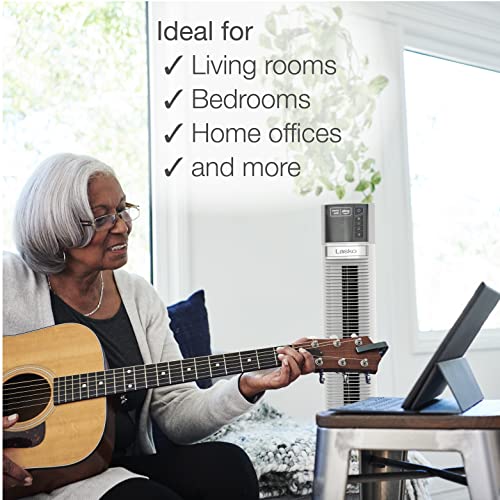 Lasko Works with Alexa Oscillating Tower Fan, Voice Controlled, 4 Quiet Speeds, Sleep Mode, Timer, Bedroom, Living Room, 48", White, T48401 by Lasko - Image 4