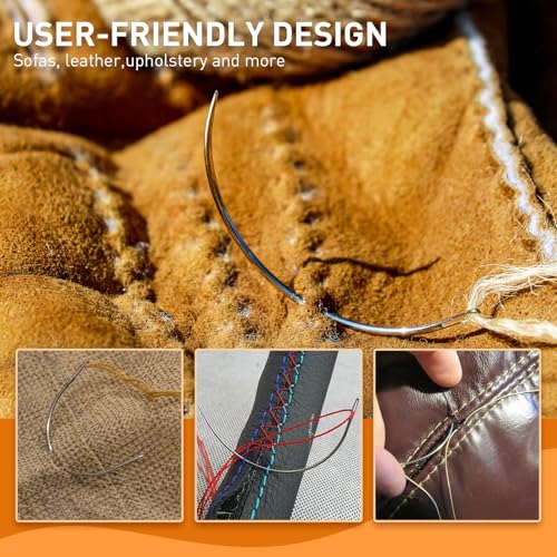 Heavy Duty Hand Sewing Needles Set - 7pcs Straight and Curved Hand Sewing Needles Leather Sewing Needles Leather Hand Sewing Needle for Upholstery, Leather, Carpet, Canvas Repair and Sail