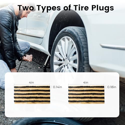 Image of ETENWOLF Flat Tire Repair Kit with Plugs 16 Pcs, Heavy Duty Tire Plug Kit for Car, Motorcycle, ATV, Jeep, Truck, Tractor (Vivid Orange)