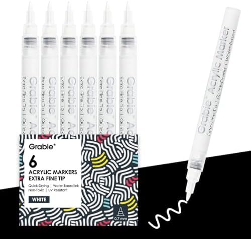 White Acrylic Paint Markers 6-Pack 0.7mm – Extra Fine Tip view 8