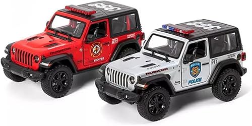 Miniatura 38 de KiNSMART - Jeep Wrangler Rubicon Off Road 4x4 5 pulgadas Escala 1:34 Die Cast Modelo Réplica de Coche de Juguete Opentop Juego de 4 Opentop