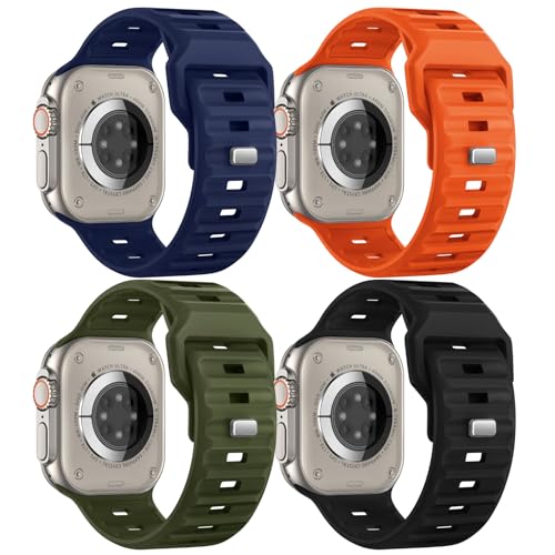 Image of Sport Bands 6-Pack Compatible with Apple Watch Ultra 3 /2 Band 49mm 46mm 45mm 44mm 42mm, Wide Soft Silicone Wristbands Waterproof Strap Men for iWatch Series 11 10 9 8 7 6 5 4 3 SE Ultra
