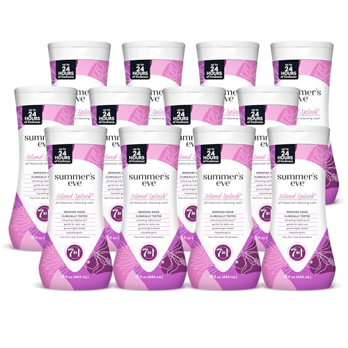 Image of Summer's Eve Island Splash Refreshing Daily All Over Feminine Body Wash, Removes Odor, Feminine Wash pH Balanced, 15 fl oz, 12 Pack | Summers Eve Feminine Wash, Gentle pH-Balanced Body Wash for Women, Feminine Care to Remove Vaginal Odor, Gynecologist Tested