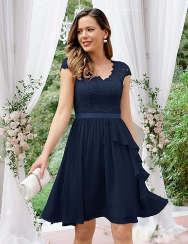 Image of Wedtrend Women's Bridesmaid Dresses Short Prom Dress Ruffle Semi Formal Cocktail Dresses Floral Homecoming Dress