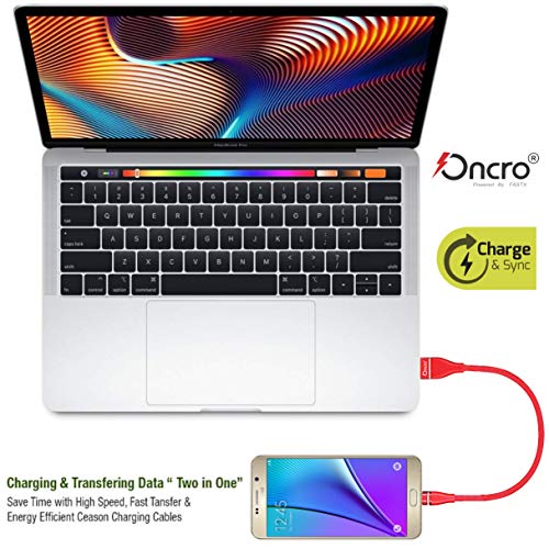 Image of Red short micro usb cable fast charging nylon braided 25cm power bank wire unbreakable cord 20w 480mbps data sync android phone kindle ps4 tv stick raspberry pi chromecast tablet