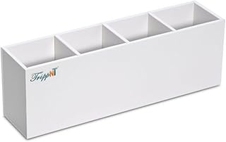 50030 - TrippNT Safety Glass Holder with 4 Compartments - Holder Safety Glasses White PVC with 4 Compartments and Mounting Keyholes Plus Hardware 14 X 4 3/4 X 3 3/8 inches WHD