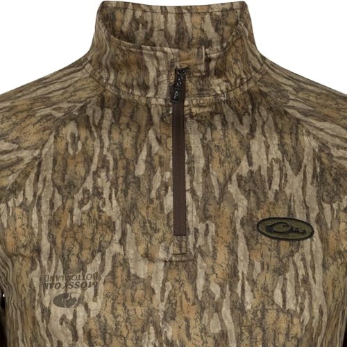 Drake Waterfowl Men's EST Microlite Quarter Zip Hunting Durable Outdoor UPF 50+ 4-Way Stretch Camo Pullover w/Raglan Sleeves3
