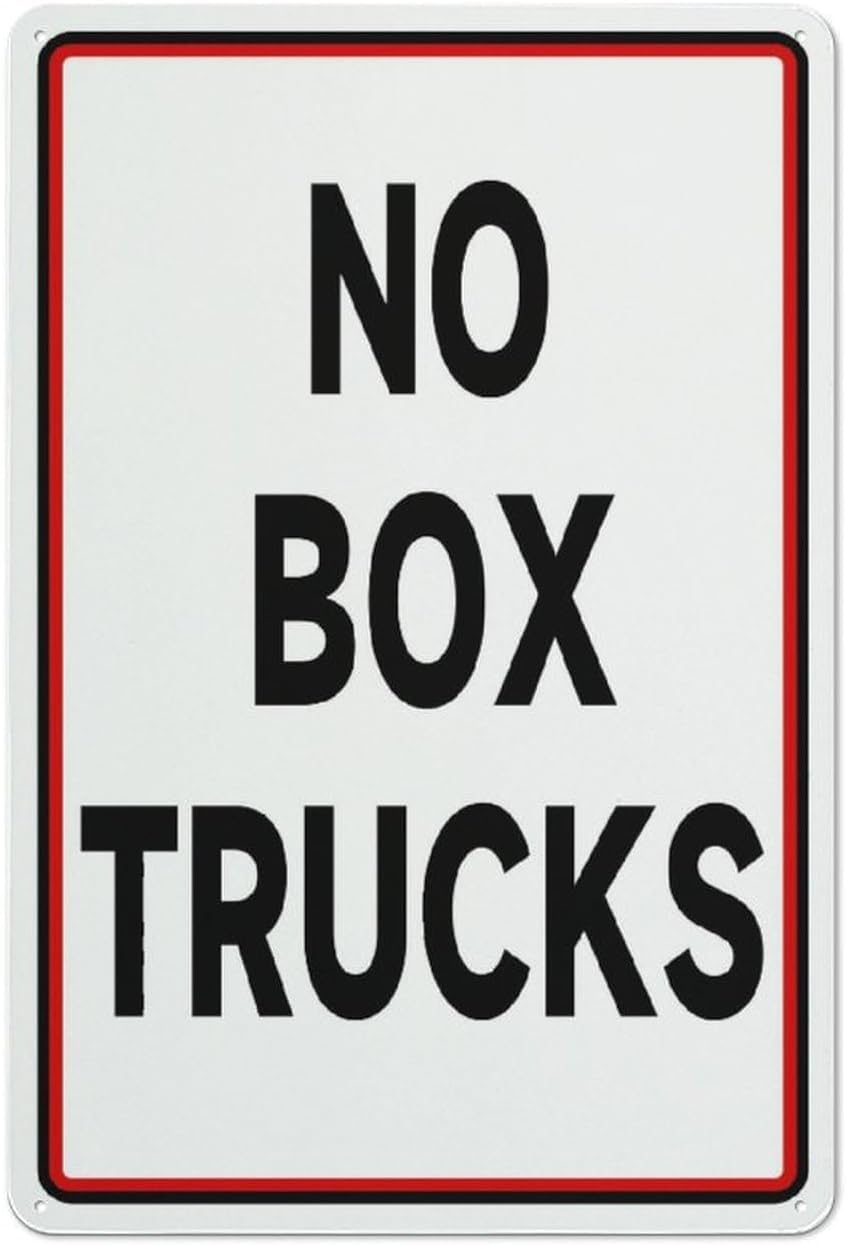No Box Trucks Rust-Free Aluminum Warning Sign - Weather Resistant, Waterproof, Easy to Mount for Parking Lot, Roadside, Residential Area, Indoor/Outdoor 8x12 inch​