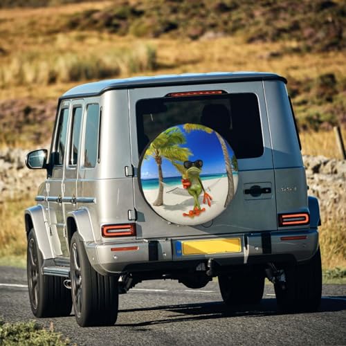 Image of Funny Frog Spare Tire Cover Trailer Tire Covers Weatherproof Wheel Protector Fit for Rv Trailer Truck Travel Trailers Accessories 14 inch Wheel Funny Frog
