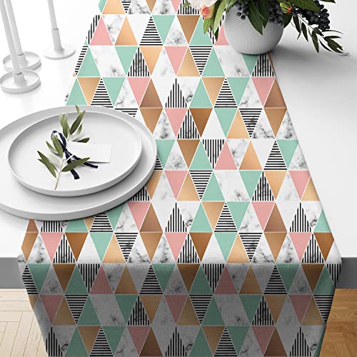 Image of STITCHNEST Alabaster Printed Poly Cotton Table Runner and Bed Runner (13 x 60)