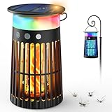 Solar Bug Zapper Outdoor, Waterproof Mosquito Zapper with RGB & Flame Light, 4200V Electric Bug Zapper Indoor, 4000mAh Rechargeable Mosquito Killer Fly Zapper Trap for Patio Backyard Kitchen Camping