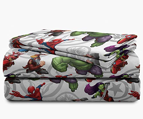 Image of Jay Franco Kids Sheet Set with Fitted, Flat Sheets & Pillow Cover - Ultra-Soft Bedding with Pillowcase for Room Decor, Multi - Avengers, 4 Piece Full