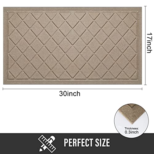 Hiyard Durable Front Door Mat, Absorbent Muddy Dirt Resist Welcome Door Mats Outdoor Indoor, Heavy Duty Easy Clean, Non-Slip Rubber Backing Low Profile Doormat For Entryway, 30×17, Beige #TOP5