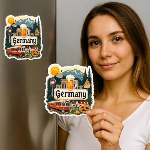 Image of Naxon Germany Country Theme Souvenir Wooden Refrigerator Stylish Fridge Magnet - Fridge Decoration Magnet for Kitchen & Home Decor | Perfect Souvenir Gift | Size 3x3 Inches | Pack of 1