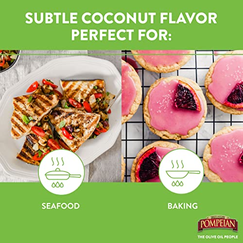 Pompeian Coconut Oil Non-Stick Cooking Spray, Subtle Coconut Flavor, Perfect For Seafood And Baking Coating, Naturally Gluten Free, Non-Allergenic, Non-Gmo, No Propellants, 5 Fl. Oz., Single Bottle #TOP2